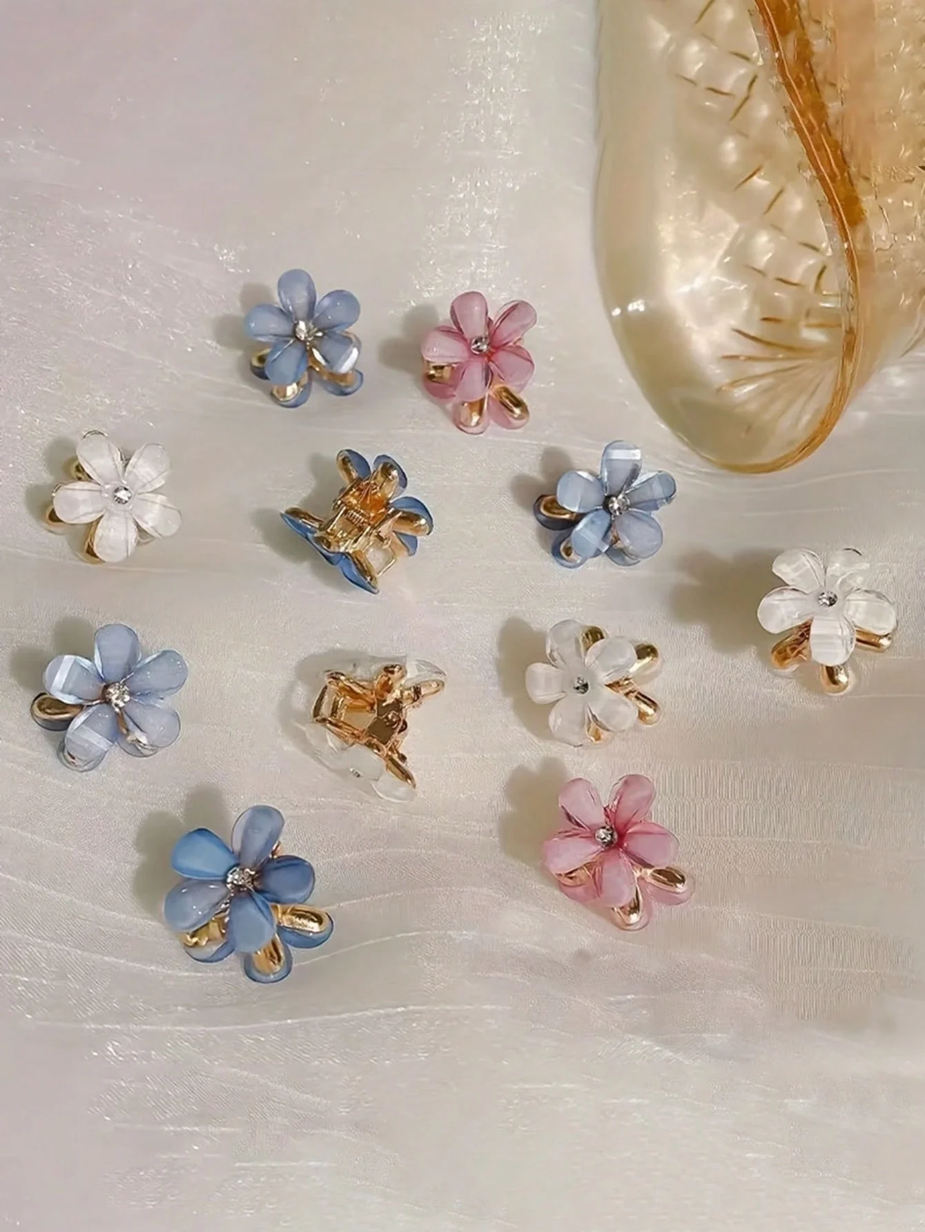 12Pcs exquisite flower mini size grab clip sweet hair clip women\'s side hair accessory bangs clip hair clip headband hair clip