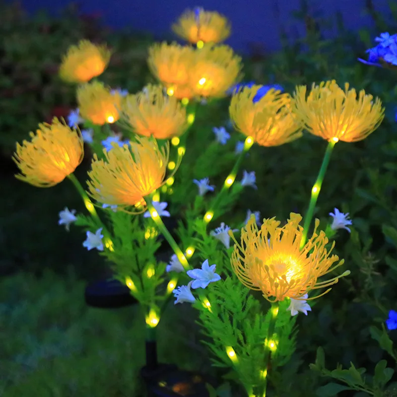 Solar Stake Lights Outdoor Waterproof Warm LED Artificial Lycoris Flower Solar Powered Landscape Lights Holiday Lawn Patio