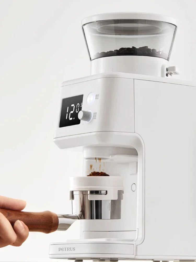 Molinillo de café eléctrico Petrus con 51 configuraciones precisas Molinillo de rebabas cónico de acero inoxidable con pantalla de temporizador digital