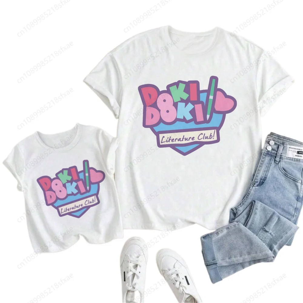 Doki Doki Literature Club Kid Cute T Shirt Children Short Sleeve Clothing Funny Cartoon Party Top Boys and Girl White Tshirt