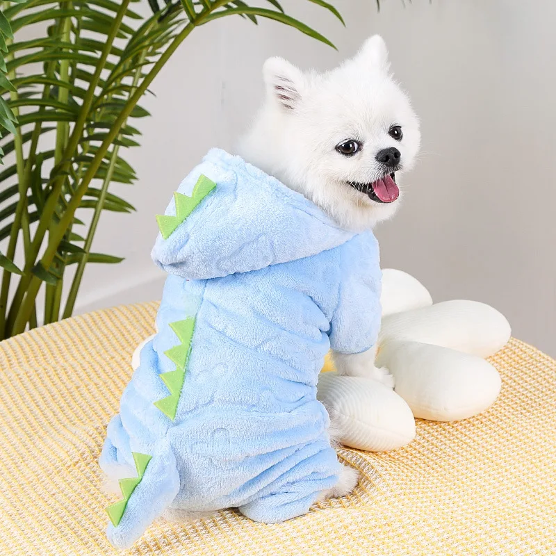 Pet Dog Clothes Cosplay Dog Cat Clothes Winter Warm Coral fleece Clothing For Puppy Dog Kitten Hoodie Coat Dinosaur Clothes