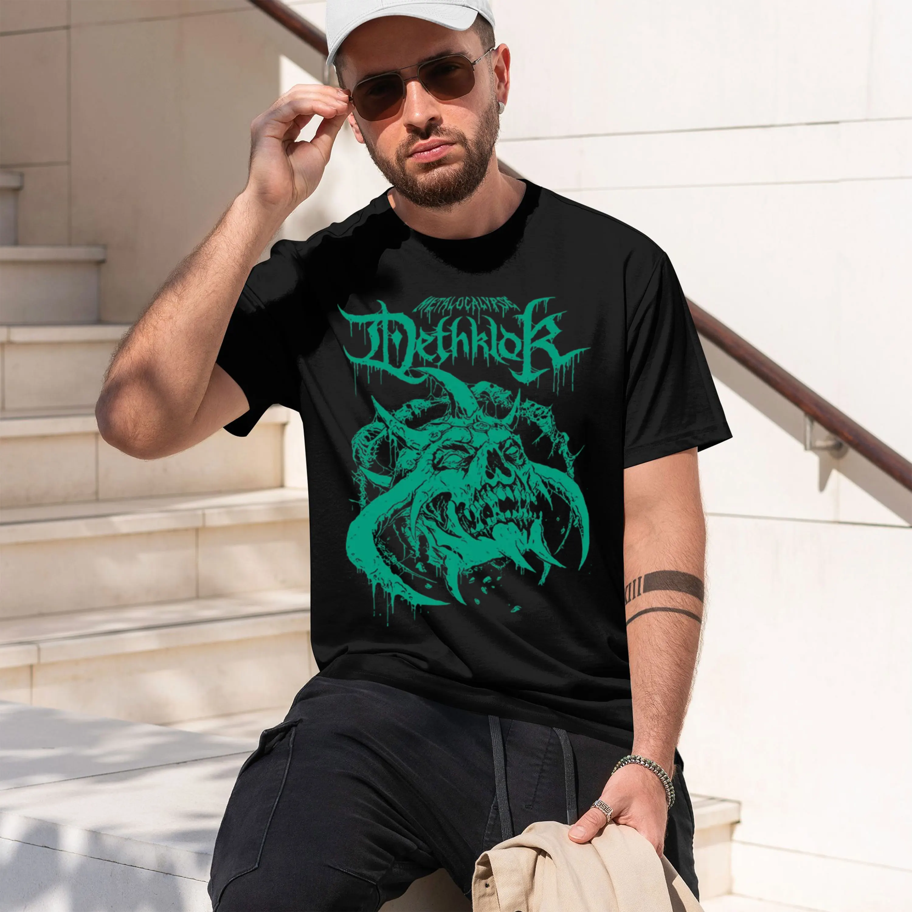 2026 New Model DETHKLOK DEADFACE Print TEE Hip Hop Unisex Streetwear Cotton Short Sleeve Women/Men T-shirt Heavy Mental Casual M