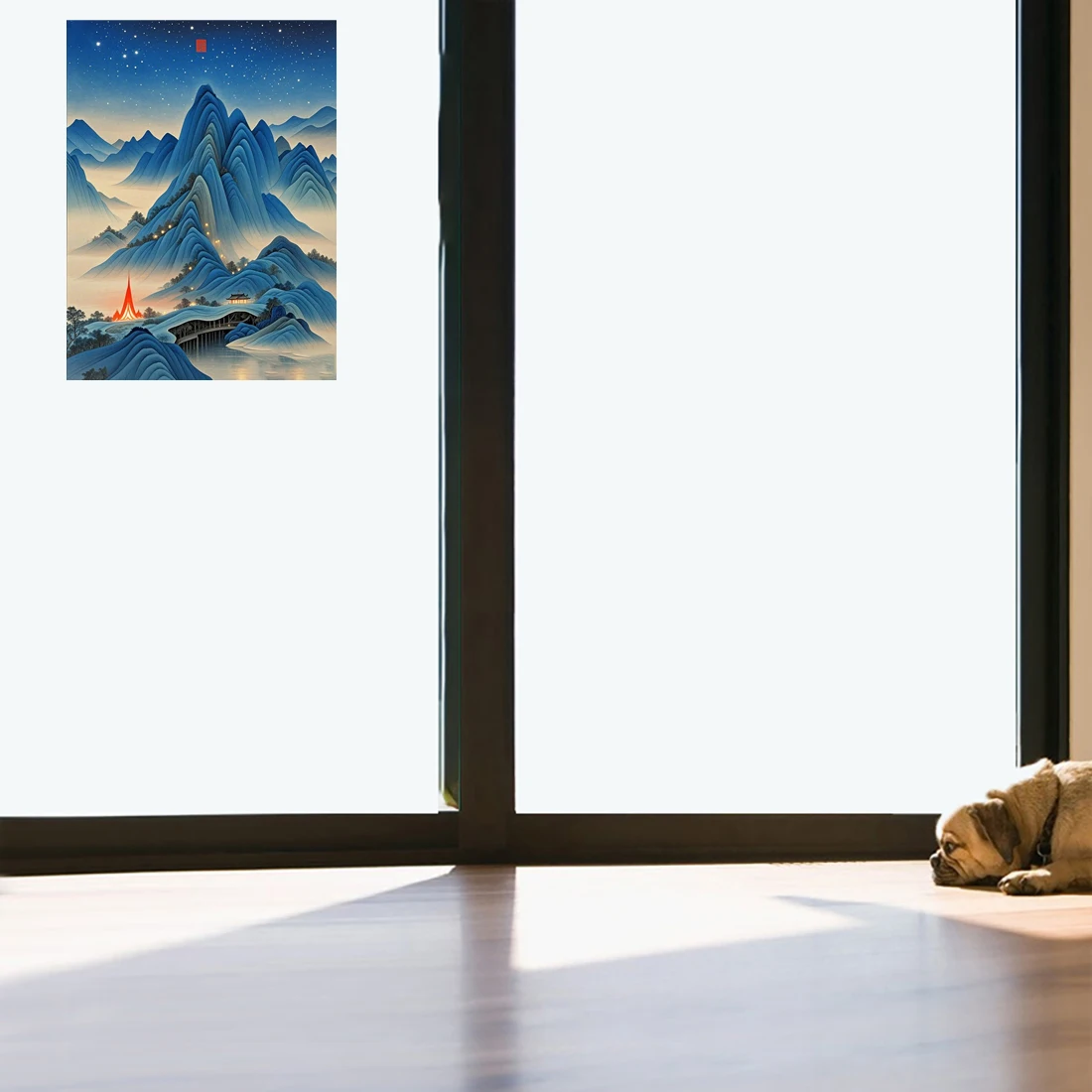 Three Ratels QHH228 Dreamy Night Oriental Ancient Town Art Wall Stickers for Home Decoration