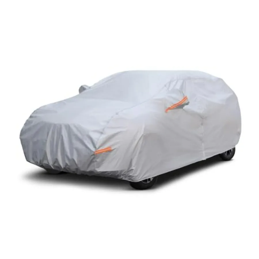 

Large SUV Car Cover for All Weather Use, Heavy Duty 6-Layer Polyester with Silver Coating, Universal Fit up to 201 Inches, Wate