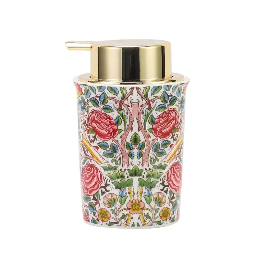 

Floral Decorative Ceramic Foam Soap Dispenser Luxury Vintage Liquid Foaming Bottle Refillable 250ml Hand Soap Pump Bottle Club