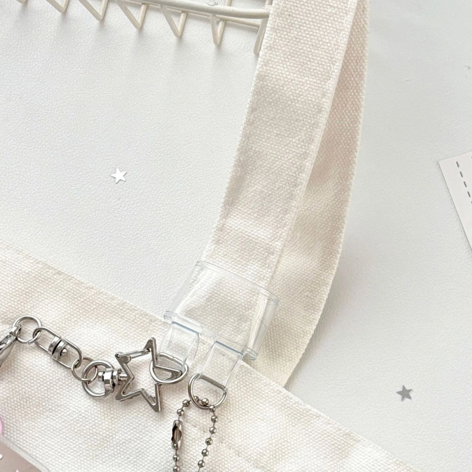 Clear Plastic Buckle Clip Connector with Split Rings Rectangle Ring Bag Accessory Clip Style for Straps