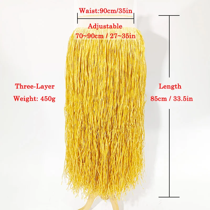 3-layer البلاستيك العشب تنورة حولا الرقص تنورة هاواي موضوع احتفالي لوازم الحفلات ل الاستوائية هاواي ازياء الأداء