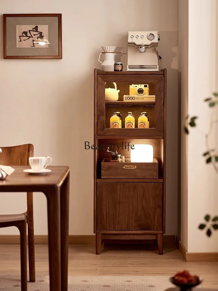 

North American black walnut wine cabinet living room home display locker