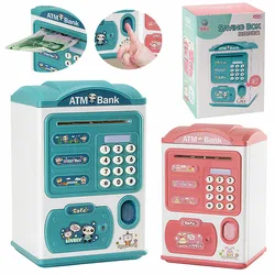 Children's Creative Cartoon Fingerprint Money Bank Lights Music ATM Password Box Automatic Coin Roll Gift Toys