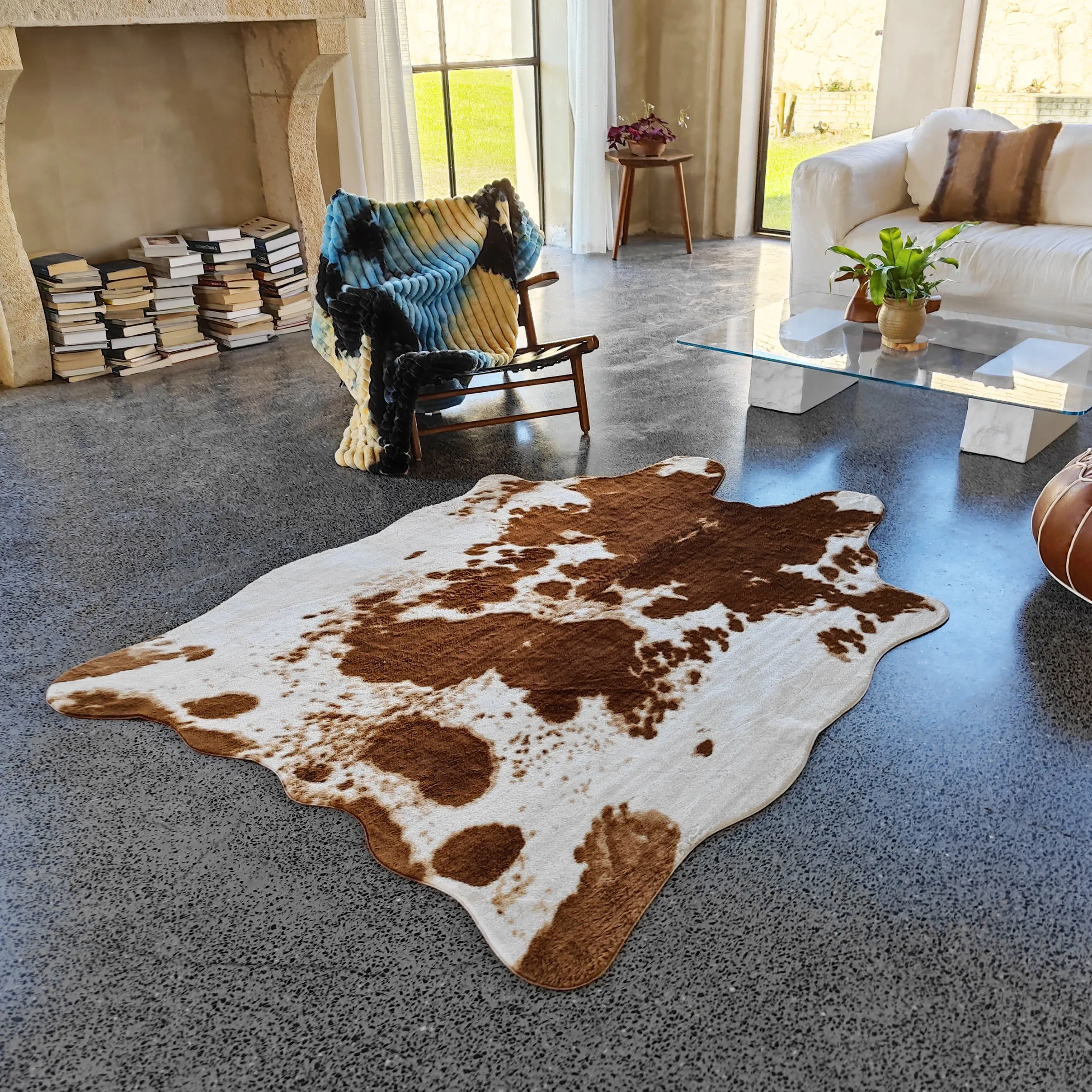 Imagem -03 - Faux Couro Tapete para Sala e Quarto Western Home Decor Faux Fur Cow Print Tapetes Novo 140x200cm