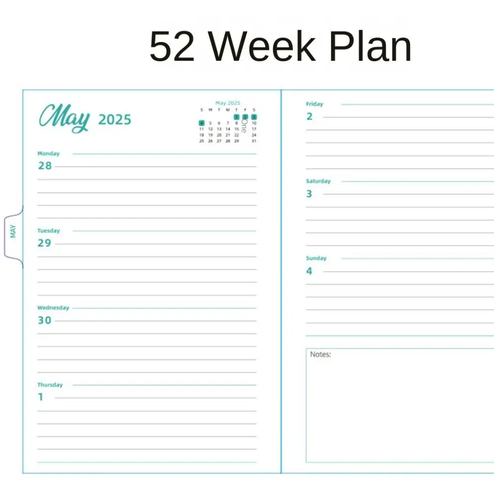 A5 2025 Agenda Planner ดอกไม้ 140 หน้า 12 เดือน Planner ง่ายกระดาษ 365 วัน Notepad Academic Weekly Agenda