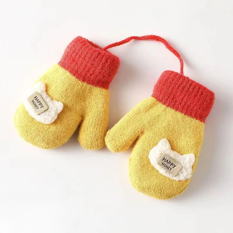 Mitaines d'hiver épaisses pour enfants, gants chauds sur le thème des dessins animés, mignons, coupe-vent, résistants au froid, avec cordon de serrage à la taille, MINISO