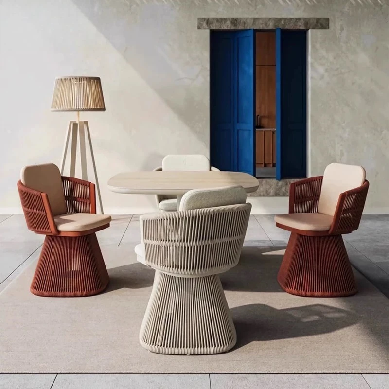 

Outdoor Balcony Leisure Table and Chair Courtyard Villa Hotel Terrace Garden Model Room Rotatable Single Three-piece Set