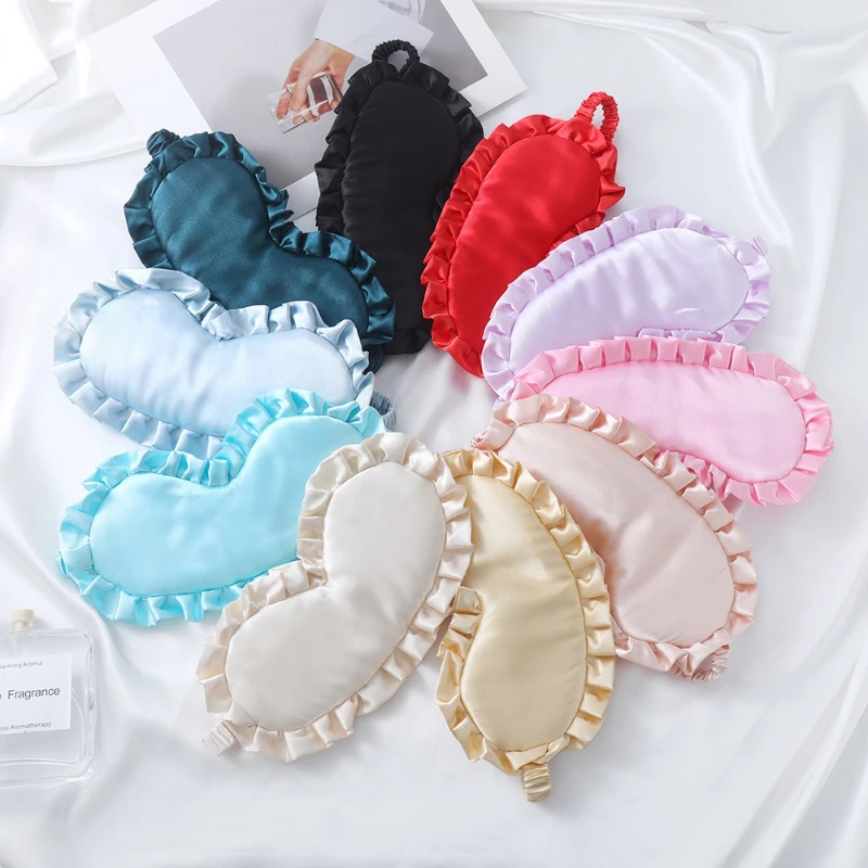 

9 Colors Silk Ruffle Sleep Mask Soft Sleeping Eye Covers Night Dream Blackout Eye Patches for Woman Man To Sleep Better