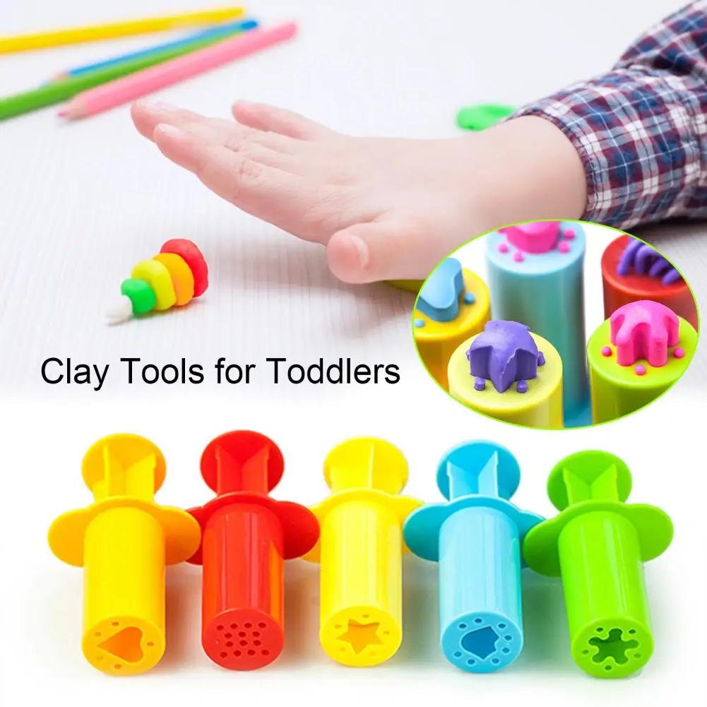 

Durable Clay Tool for Children Pottery Dough Fun Durable 5-piece Clay Extruder Set for Easy Diy Handmade Art for Toddlers