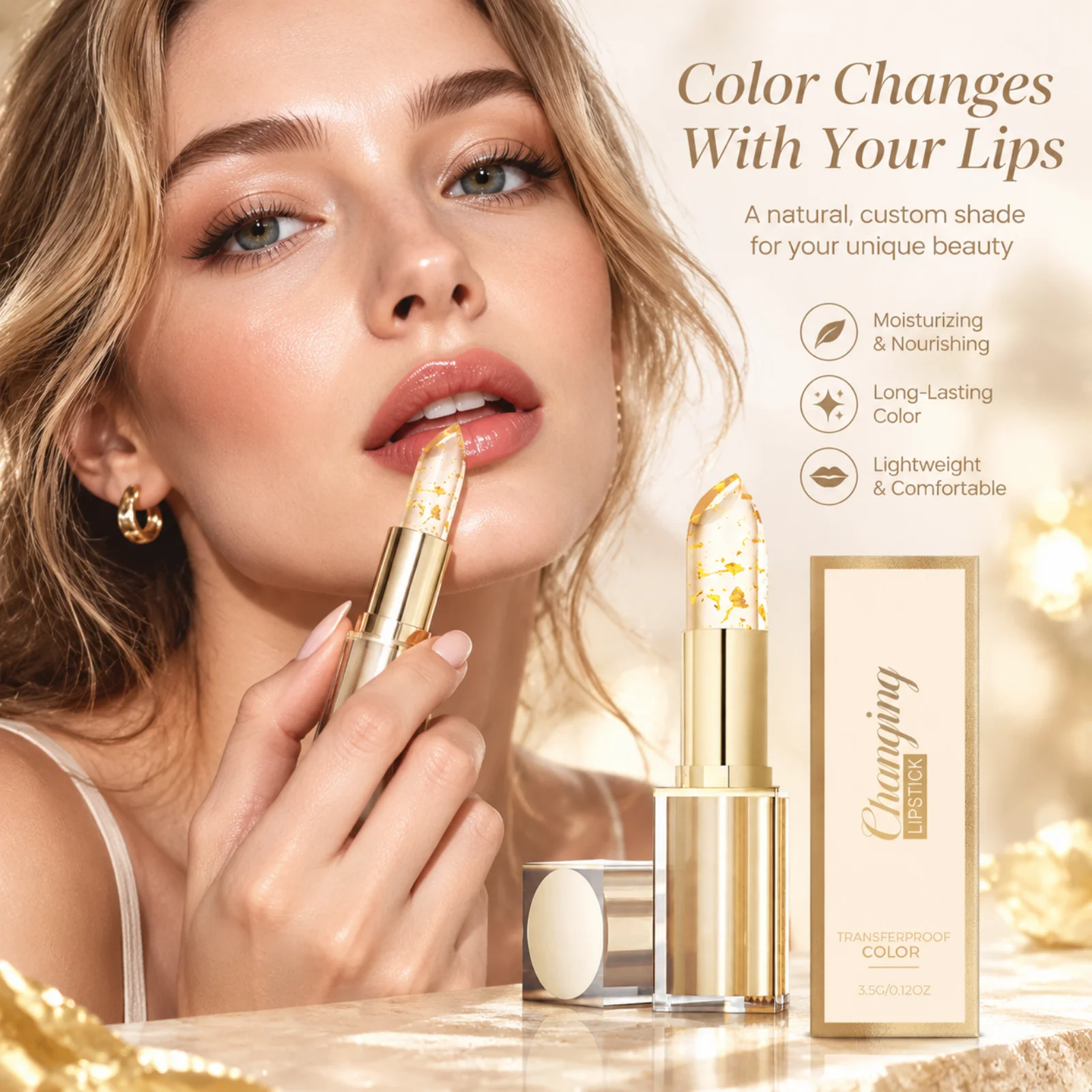 Color Changing Lip Balm Soft Texture Transferproof Non Stick Smooth Moisturizing Natural Lip Tint Temperature Sensitive Lipstick