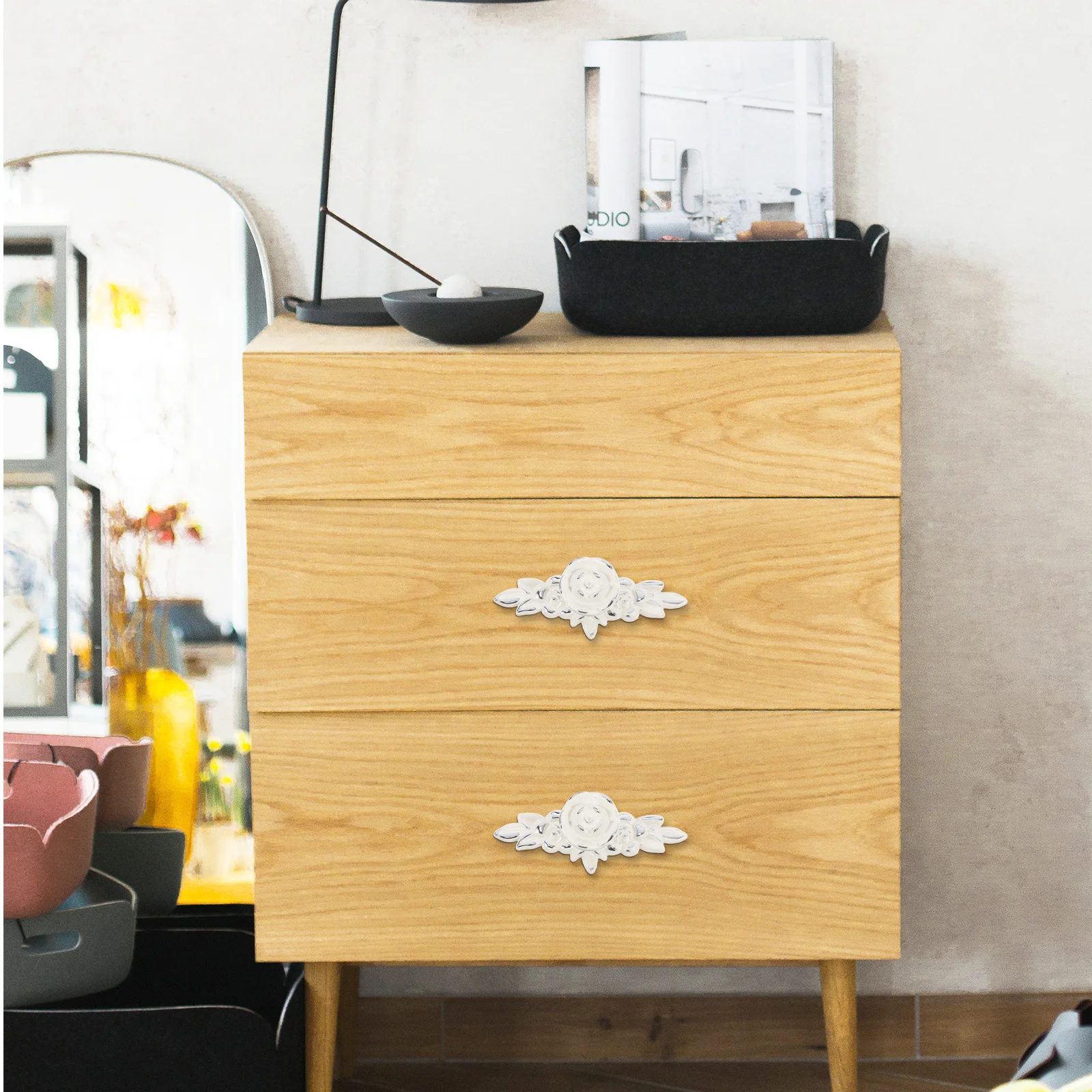 

European Style Rose Cabinet Knobs With Backplate Vintage Zinc Alloy Flower Drawer Pulls Handles For Kitchen Cupboard