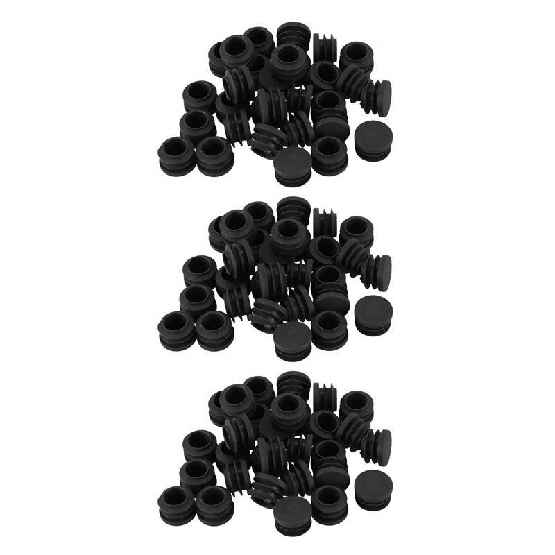 Round Table Chair Leg Tube Pipe Insert End Cap 19Mm Dia 90Pcs Black