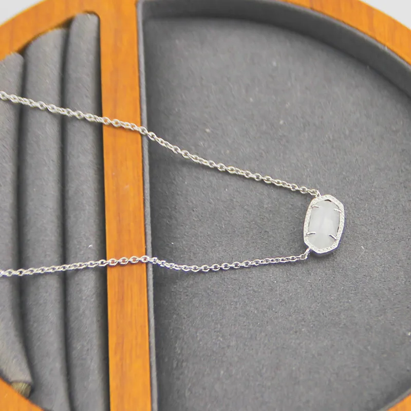 YEEVAA Geometric Slate Grey Cats Eye Pendant Necklace for Women, Fashion Jewelry, Unique Gifts