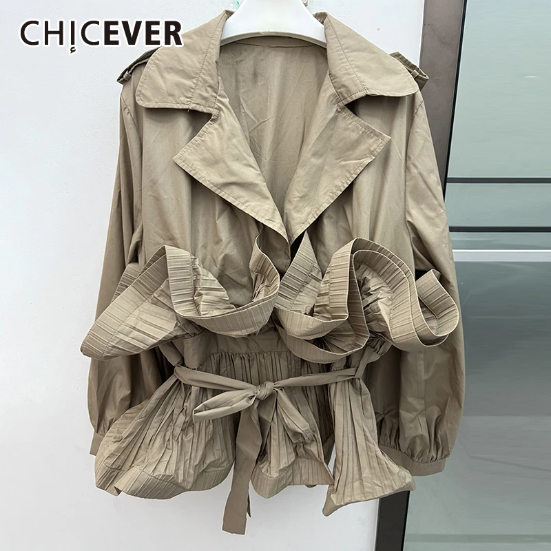 

CHICEVER High Street Лоскутная блузка на шнуровке для женщин с лацканами и длинными рукавами, высокой талией, с оборками, складками, однотонные женские блузки