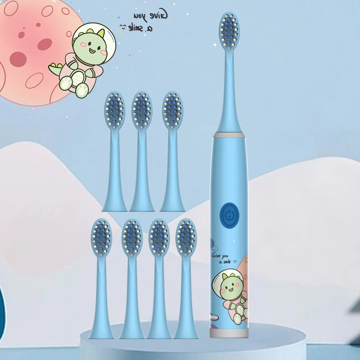 Children\'s Electric Toothbrush Color Cartoon Space Series Children\'s Soft Hair Cleaning Brush (Battery Not Included)