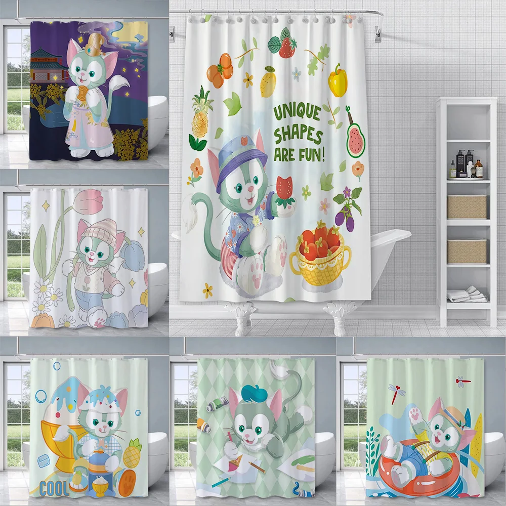 

Cute G-Gelatoni Shower Curtain Waterproof Polyester Fabric Paint Colorful Bath Curtains Home Bathroom Decor Curtain With Hook