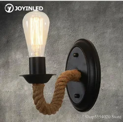 Led Wall Light Hemp Rope American Retro Vanity Light Indoor Sconce Bedroom Led Wall Lamp Corridor Night Lighting