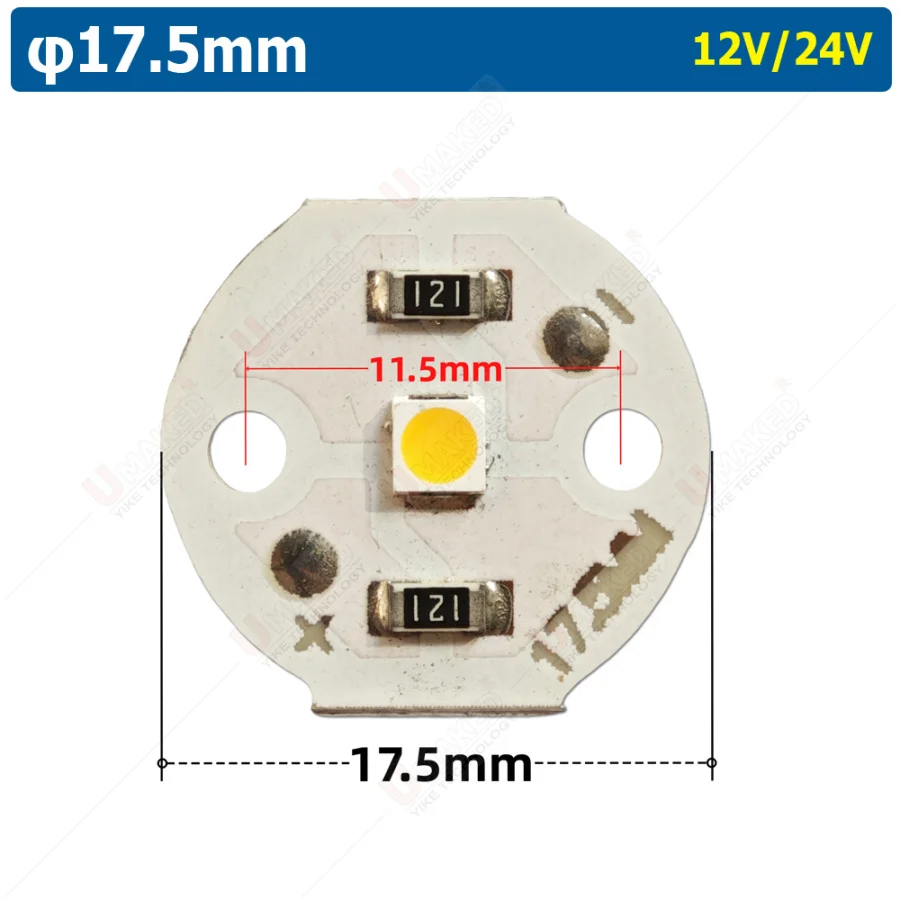 10pcs 1W 3W 26.5mm DC12V/24V LED 3030 SMD Bulb Lamp Plate Needn't Driver Connect Light Source White/Warm White Lamp PCB Panel