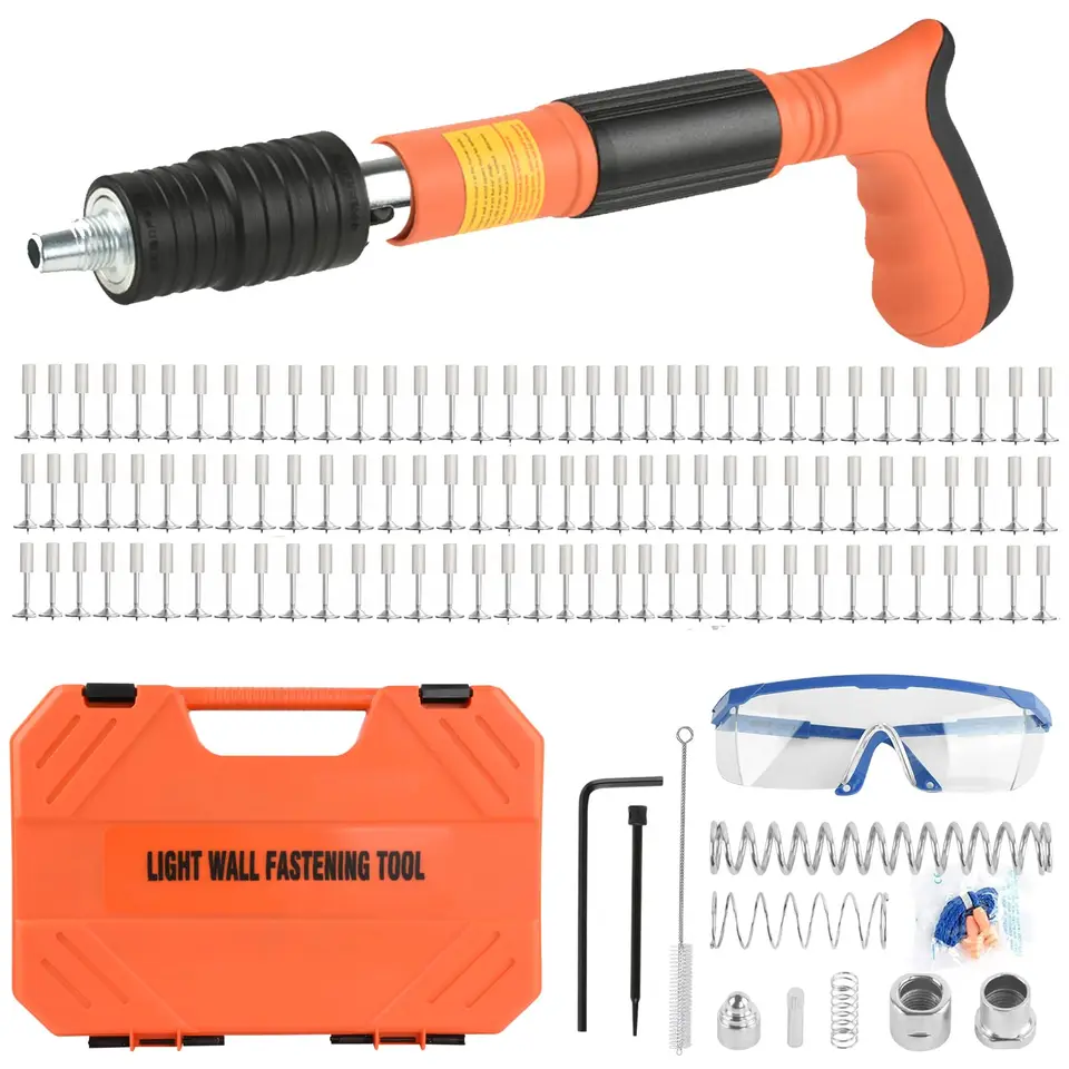 Adjustable Concrete Nail Gun Kit with 110 Nails