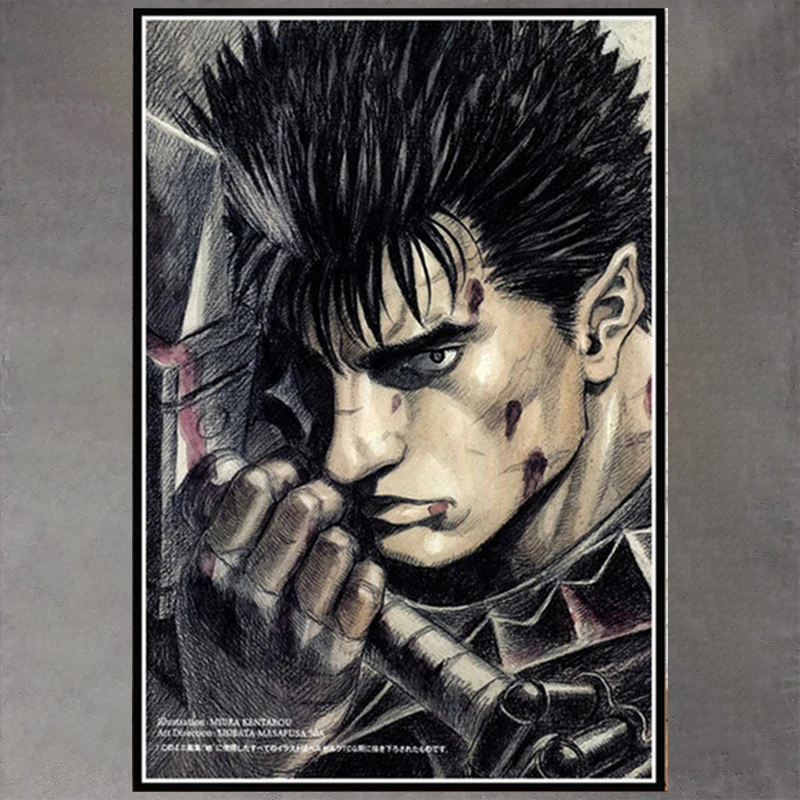 Kentaro Miura Berserk Japan Anime Retro Cartoon Canvas Painting Posters Print Wall Art Cool Pictures for Living Room Home Decor