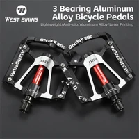 WEST BIKING-Pedal de bicicleta de 3 rodamientos CNC, aleación de aluminio, antideslizante, para bicicleta de montaña y carretera, accesorios profesionales