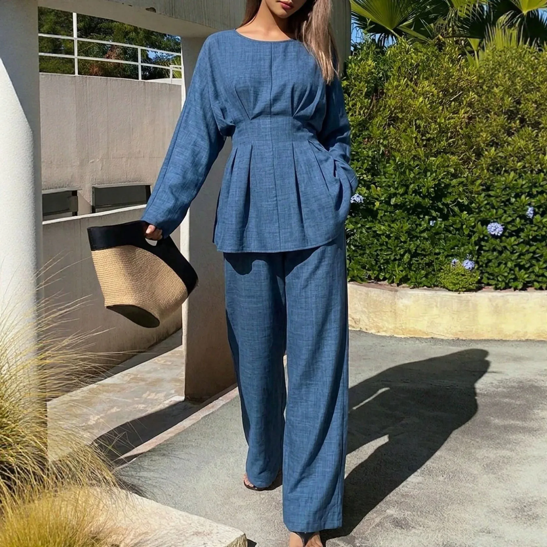 Daily Wear Ensemble Women Casual Outfit For Winter Layering Regular Length Medium Elasticity Solid Pattern Stretchable Material