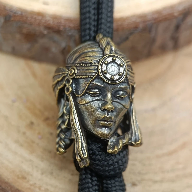 Tribe Female Warrior Brass Knife Bead EDC DIY Paracord Woven Bracelets Lanyard Pendants Accessories Outdoor Tool Hangings Charms