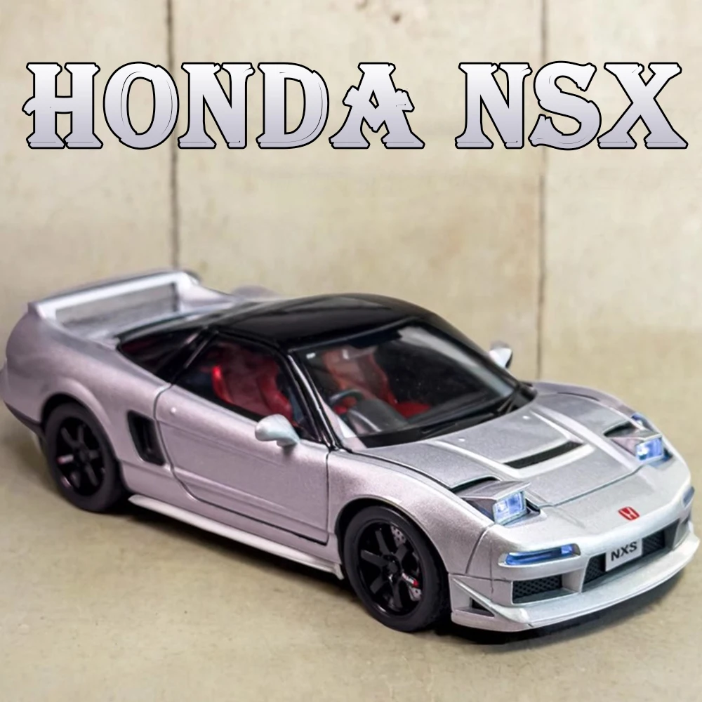 1:32 Scale Honda NSX Model Toy Cars Alloy Diecast 4 Doors Opened Pull Back Sound Light Rubber Tires Ornament Vehicles Kids Gifts