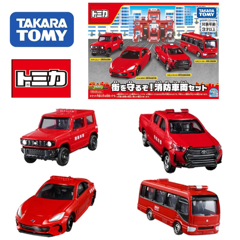 

TAKARA TOMY Tomica Toyota Subaru Fire Truck Set 4pcs/set Motor Vehicle Model Mini Die-cast Alloy Car Model Children's Toy Gift