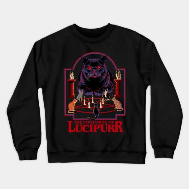 

Autumn and Winter Dark Cat Magic Sweatshirt, "The Conjuring of Lucipurr Graphic" for A Trendy Look