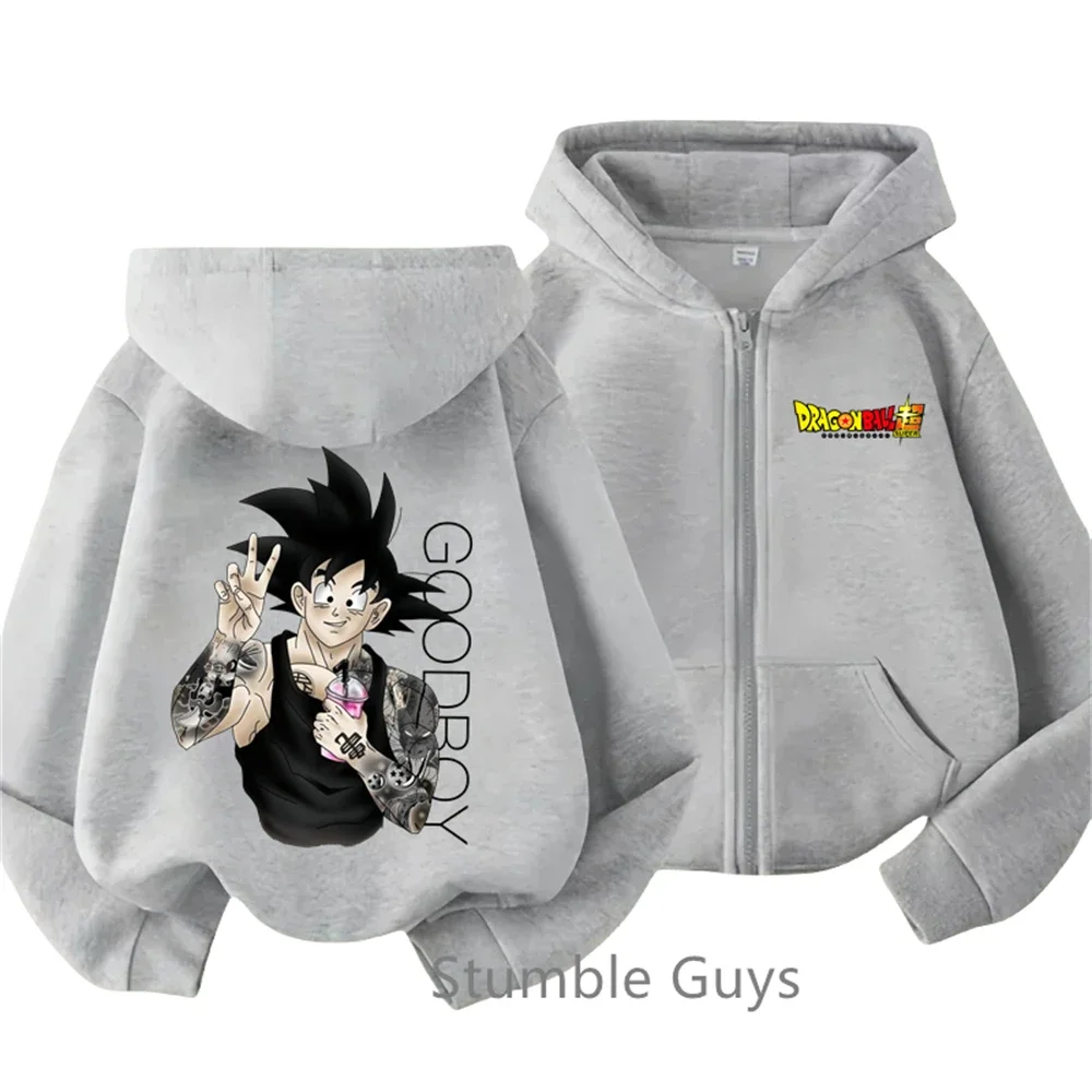 Dragon Ball Zipper felpa con cappuccio abbigliamento bambini primavera autunno bambini Anime felpa Cartoon Teen Kakarotto Vegeta Saiya felpa