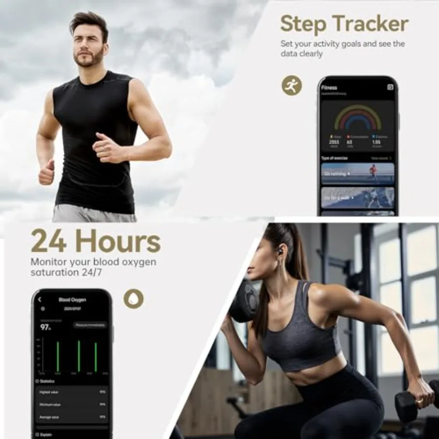 Smart Ring for Women and Men, Fitness Tracker with Heart Rate, Blood Oxygen, Sleep Monitoring, Long-Lasting Battery, No Subscri