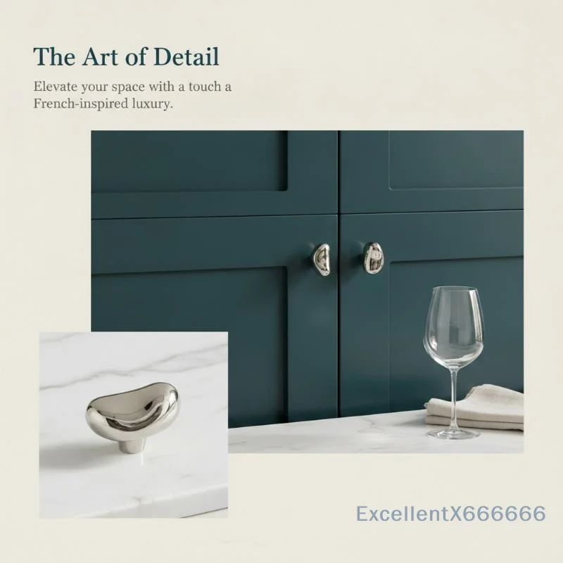 Middle Ancient Style Wardrobe Handle Creative Pebble Brass Cabinet Pull for Home Drawer Cupboard Furniture Decoration