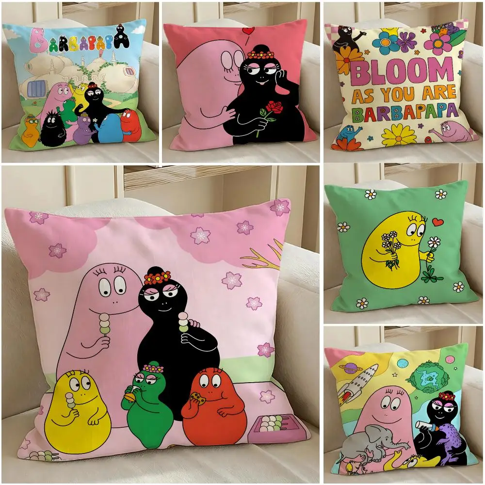 Character Barbapapa Cushion Cover Pillow Short Plush Warm CreamStylel Cushion for Living Room Bedroom Sofa Ideal for Gifting