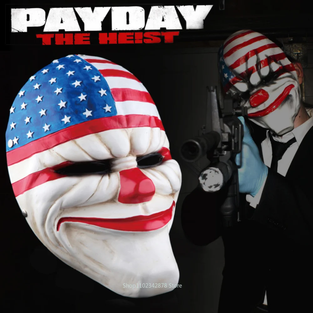 Scary Clown Maske Payday 2 UNS Flagge Clown Masken Maskerade Karneval Party Maske Horrible Lustige Zahlen Tag Maske Halloween Prop liefert