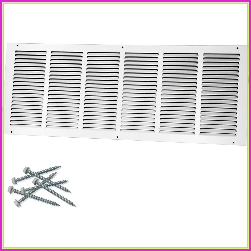 

30"W x 10"H Steel Return Air Grille for Ceiling & Sidewall - HVAC Vent Cover, Outer Size: 31.75"W x 11.75"H