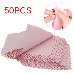 50pcs/pack 8cm*8cm Jewelry Polishing Pink Color Fabric Polish Cleaning Cloth Care For 925 Clean Cleaning Cloth Polishing Cloth