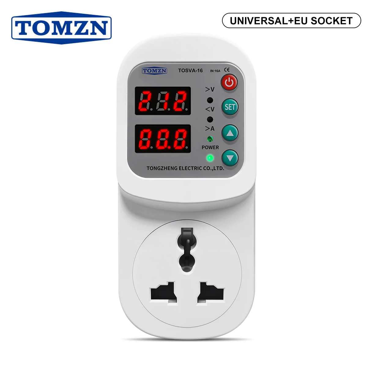 

Universal+EU Socket Over/Under Voltage Protect Over Current Protector Power-on Delay Universal Travel Adapter to European Plug