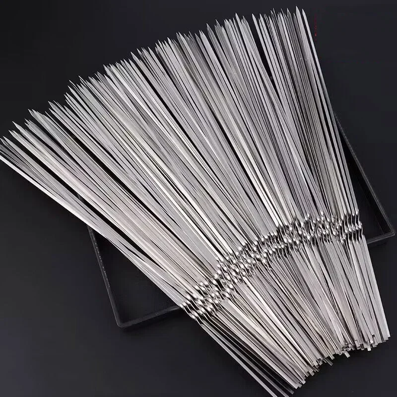 304 Stainless Steel 100pcs 33cm Barbeque BBQ Needle Stick Barrel Roast Kebab Meat Skewers Outdoor Camping Picnic tools grilling