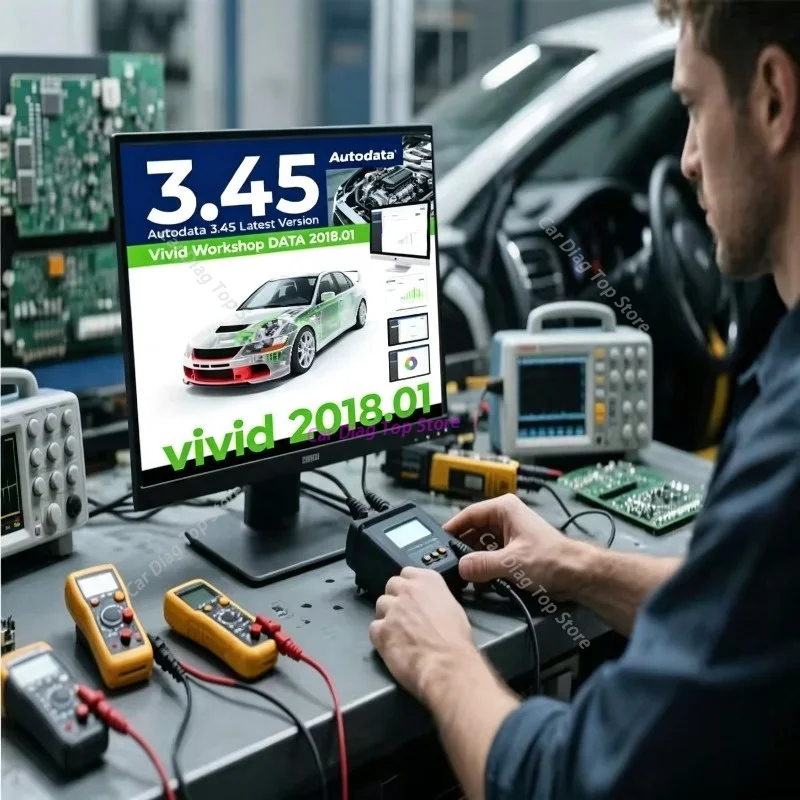 2026 hot sale  new AutoData 3.45 Car Software + Vivid Workshop Data Atris-Stakis Technik 2018.01V Multi languages Polish Spanish
