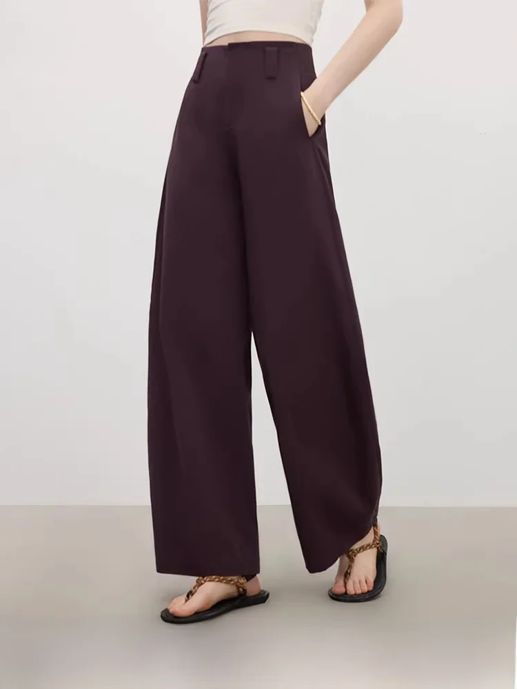 

Low Waist Wide Leg Knife Pants Women's Casual Pants Summer New Design Sensation Cotton Blend Loose Fit Ladies Trousers