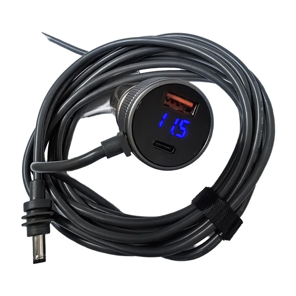 300cm 300cm DC Cable 12V-24V Power Cable 100W Maximum Output 65W PD Fast Charge Dual Port Output Easy Installation