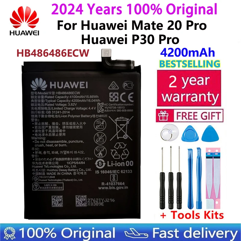 100% Original Hua Wei Replacement 4200mAh Battery HB486486ECW For Huawei P30 Pro Mate20 Pro Mate 20 Pro Genuine Phone Batteries