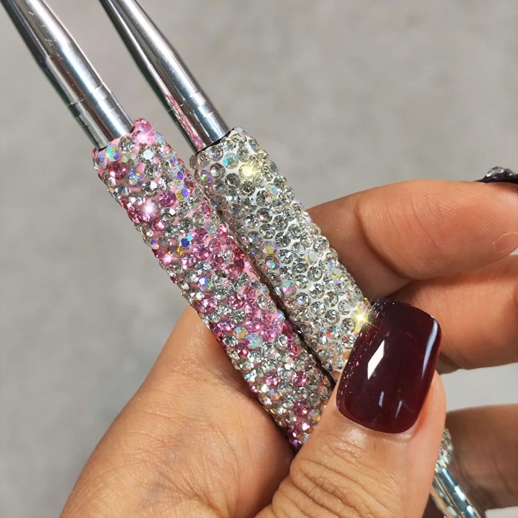 Glitzy Rhinestone Cosmetic Brush Double Sided Shiny Stem Personal Lash Grooming Device Sleek Soft Mascara Brush Luxury Blender